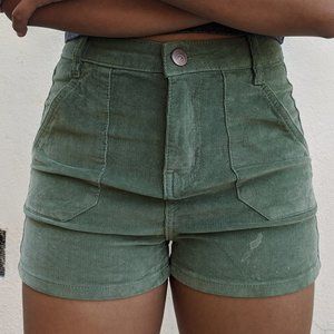 Cotton On green high wasted corduroy shorts